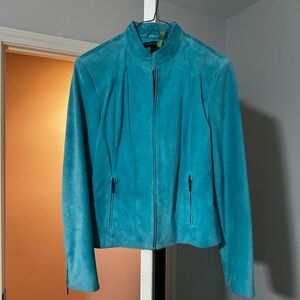 Valerie Stevens Teal Turquoise Women's genuine suede leather Jacket M